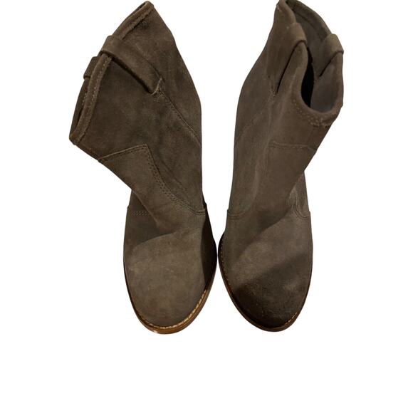 Splendid Women Suede block heel Booties Sz 8 gray Round Toe‎ cowgirl capsule - Picture 4 of 8